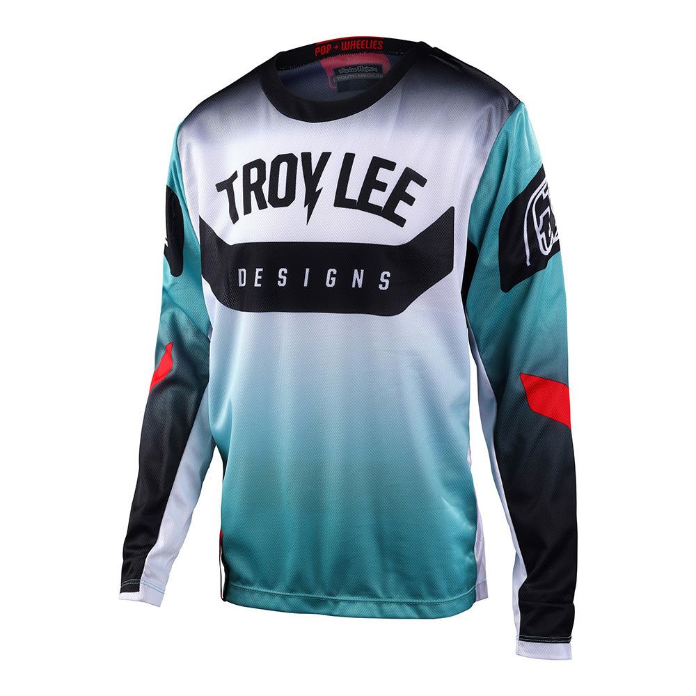 Troy Lee Designs 2024 Youth GP Jersey Arc Turquoise Neon Melon